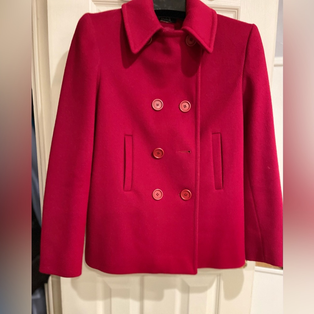 Beautiful Rich Red Steve by Searle Double Breasted Wool Coat Sz 4/6